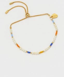 ESTELLA BARTLETT GOLD PEARl & COLOR POP SLIDER BRACELET JEWELRY