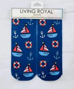 LIVING ROYAL NAUTICAL SAILBOAT ANKLE SOCK 55654