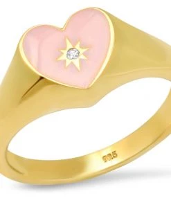 TAI JEWLERY NEW ARRIVALS TAI PINK HEART SIGNET RING