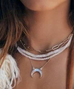ELIZABETH STONE TITANIA CRESCENT NECKLACE MOONSTONE JEWELRY