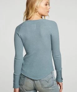 CHASER VINTAGE THERMAL SNAP CUFF HENLEY TOPS