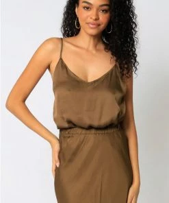 NEW ARRIVALS OLIVACEOUS V NECK SATIN CAMI