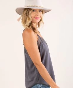 LOVE STITCH LOVESTITCH ZARINA LACE TRIM CAMI TOPS