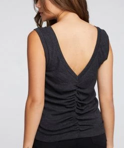 CHASER TRIBLEND SHIRRED BACK V MUSCLE TANK NEW ARRIVALS