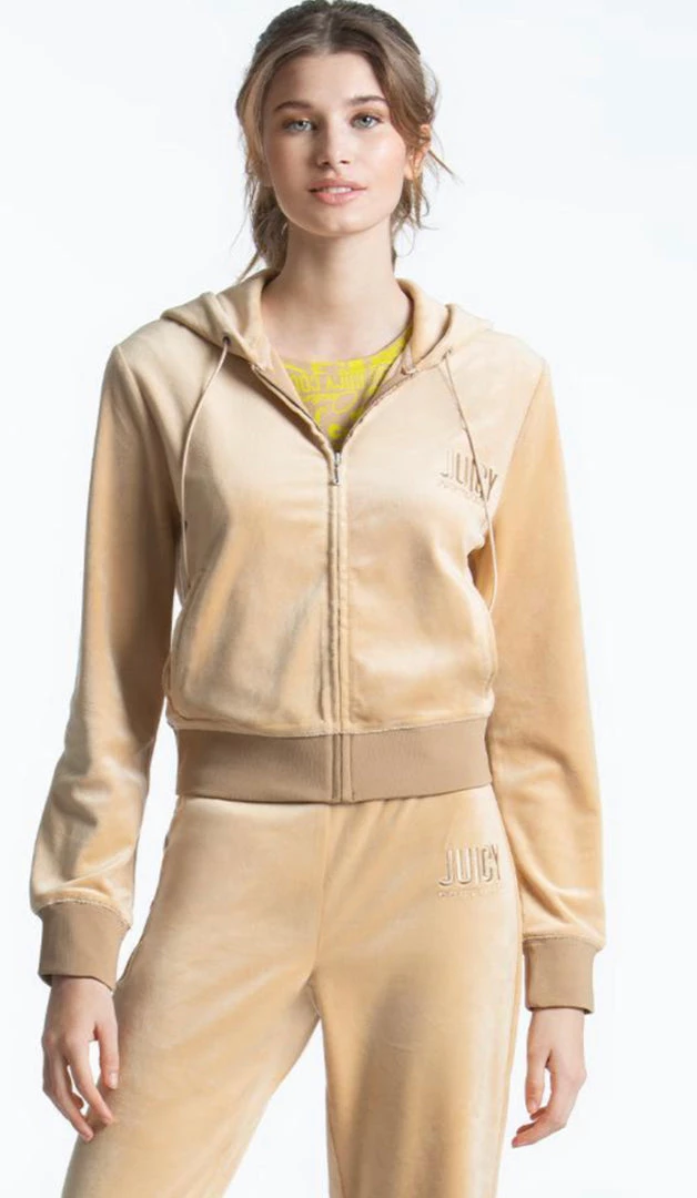 JUICY COUTURE CLASSIC VELOUR HOODIE BEACHWOOD 3 JUICY COUTURE CLASSIC VELOUR HOODIE BEACHWOOD
