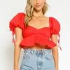 OLIVACEOUS PUFF SLEEVE BABYDOLL TOP