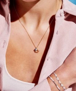 JEWELRY ESTELLA BARTLETT SILVER & GOLD DOUBLE HEART NECKLACE