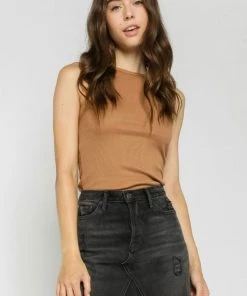 OLIVACEOUS HIGH NECK RIB TANK