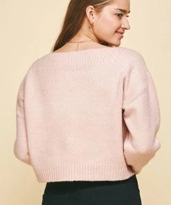 NEW ARRIVALS PINCH PINK BOATNECK SWEATER