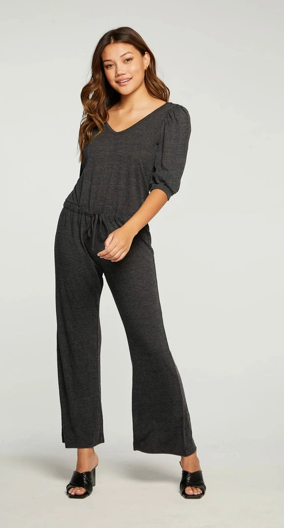 CHASER JERSEY PUFF SLEEVE WIDE LEG JUMPSUIT ROMPERS & JUMPSUITS 3 CHASER JERSEY PUFF SLEEVE WIDE LEG JUMPSUIT ROMPERS & JUMPSUITS