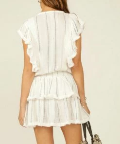 SURF GYPSY SMOCKED STRIPE RUFFLE DRESS