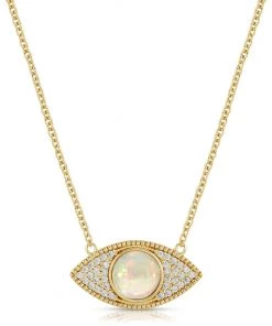 JEWELRY ELIZABETH STONE GEMSTONE EVIL EYE NECKLACE WELO OPAL