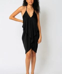 OLIVACEOUS RUFFLED TANK DRESS NEW ARRIVALS