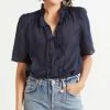 FRAME TIE NECK RUFFLE POPOVER TOP
