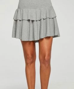 CHASER COZY RIB FLOUNCY TIERED MINI SKIRT
