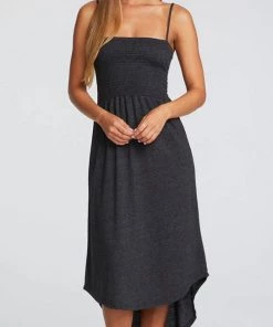 CHASER TRIBLEND JERSEY SMOCKED MIDI SUNDRESS