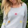 NEW ARRIVALS WOODEN SHIPS MIXED STARS LIGHTWEIGHT SWEATER