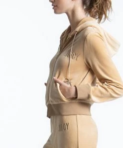 JUICY COUTURE CLASSIC VELOUR HOODIE BEACHWOOD