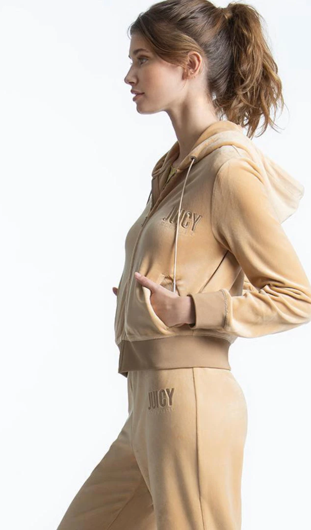 JUICY COUTURE CLASSIC VELOUR HOODIE BEACHWOOD 4 JUICY COUTURE CLASSIC VELOUR HOODIE BEACHWOOD