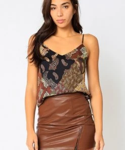 OLIVACEOUS BOHO PAISLEY TANK TOPS