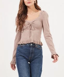 ASTR MATTIE CINCHED RUFFLE SWEATER NEW ARRIVALS