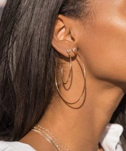 TAI MEDIUM THING GOLD HOOPS WITH CZ