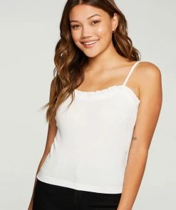 CHASER LINEN RIB RUFFLE CAMI NEW ARRIVALS