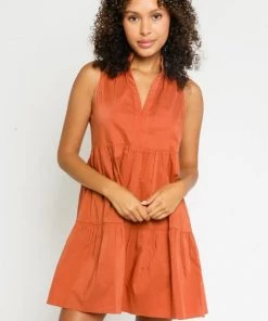 NEW ARRIVALS OLIVACEOUS TIERED TANK DRESS