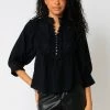 NEW ARRIVALS OLIVACEOUS CROCHET PEASANT BLOUSE