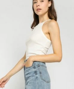 OLIVACEOUS HIGH NECK RIB TANK