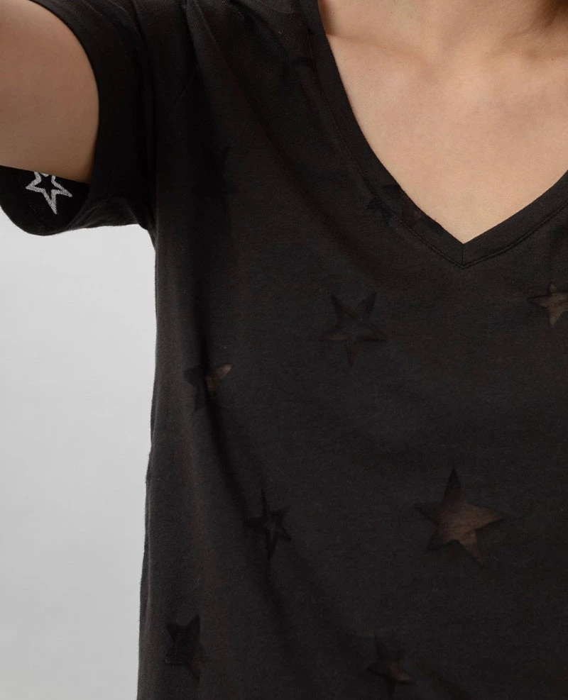 NEW ARRIVALS RAILS CARA V NECK BLACK STAR BURNOUT 4 NEW ARRIVALS RAILS CARA V NECK BLACK STAR BURNOUT