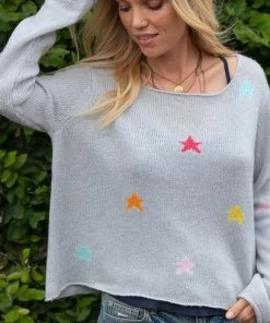 NEW ARRIVALS WOODEN SHIPS MIXED STARS LIGHTWEIGHT SWEATER