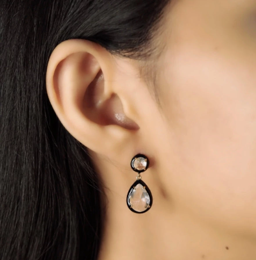 JEWELRY TAI ENAMEL BEZEL CZ DROP EARRINGS 4 JEWELRY TAI ENAMEL BEZEL CZ DROP EARRINGS