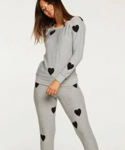 CHASER FLOCKED HEARTS DRAWSTRING JOGGER