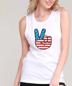 Shop Doll OC AMERICAN FLAG PEACE TANK TOPS