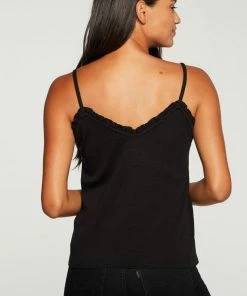 TOPS CHASER VINTAGE RIB DOUBLE V RUFFLE CAMI