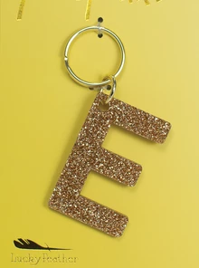 LUCKY FEATHER GLITTER LETTER KEYCHAIN