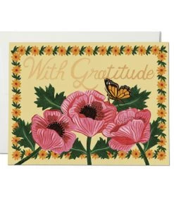 GIFTS RED CAP WITH GRATITUDE POPPIES CARD