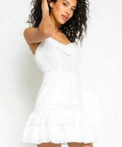 DRESSES OLIVACEOUS DOT RUFFLE DRESS