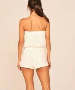 NEW ARRIVALS OCEAN DRIVE TERRY CLOTH STRAPLESS ROMPER W/ TIES