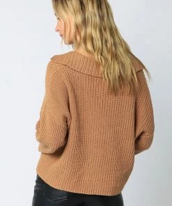 OLIVACEOUS COLLARED PULLOVER SWEATER