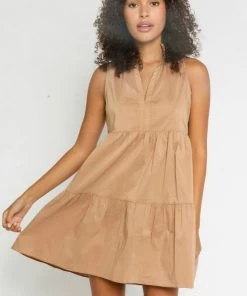 NEW ARRIVALS OLIVACEOUS TIERED TANK DRESS