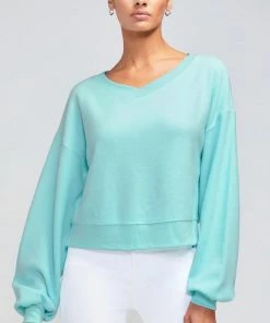 TOPS WILDFOX COBALT V-NECK