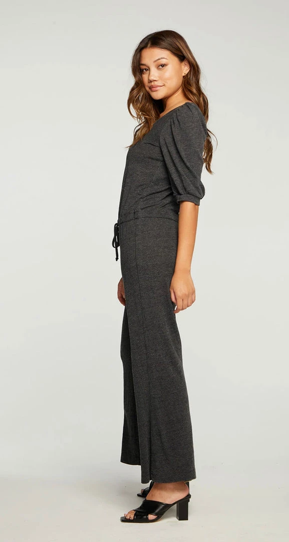 CHASER JERSEY PUFF SLEEVE WIDE LEG JUMPSUIT ROMPERS & JUMPSUITS 4 CHASER JERSEY PUFF SLEEVE WIDE LEG JUMPSUIT ROMPERS & JUMPSUITS
