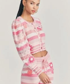 LOVESHACKFANCY VESPER CROPPED CARDIGAN SWEATERS & KNITS