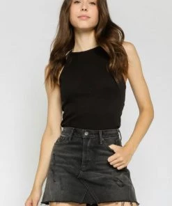 OLIVACEOUS HIGH NECK RIB TANK