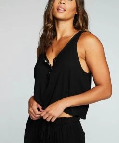 CHASER HEIRLOOM WOVENS SNAP FRONT RACERBACK HENLEY