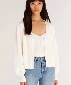 Z SUPPLY DAHLIA RIB SWEATER KNIT CARDIGAN SANDSTONE