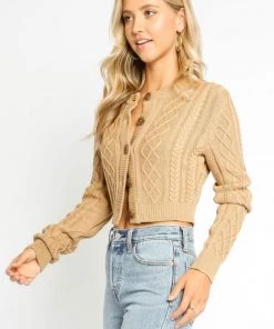 OLIVACEOUS CABE KNIT CROPPED SWEATER NEW ARRIVALS