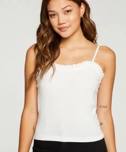 CHASER LINEN RIB RUFFLE CAMI NEW ARRIVALS
